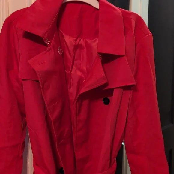 Source Unknown Vibrant Red Trench Coat - Picture 2 of 4
